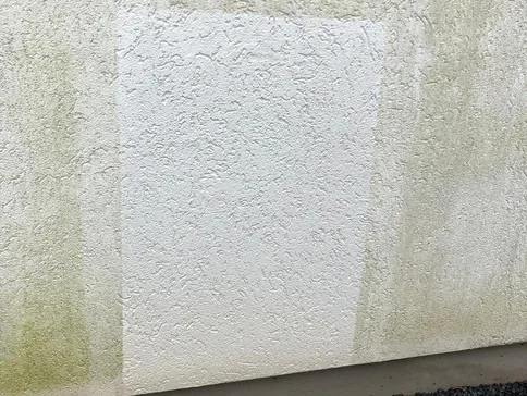 Ergebnis der Musterfläche einer Fassadenwäsche